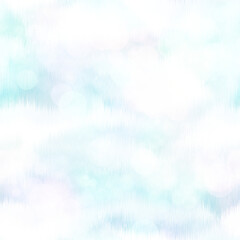 Seamless pale pastel tie dye bokeh texture. Soft tone on tone summer repeat background with washed out sun bleached ink dyed effect. 