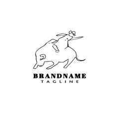 bull rider logo cartoon icon template black isolated vector illustration