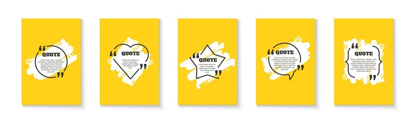 Quote frames blank bubbles. Quotation banners. Vector opinion message template