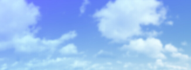 Naklejka na ściany i meble Realistic vector blue sky with white clouds illustration