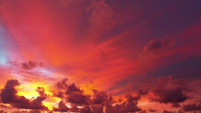 aerial view scenery stunning sky in sunset above Phuket city..Scene of Colorful romantic sky sunset with Changing the color of sky background. .beautiful red sky at sunset nature and travel concept