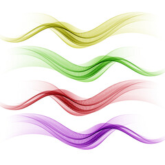 Abstract flow of colored transparent waves .Vector background wave color green red purple yellow set
