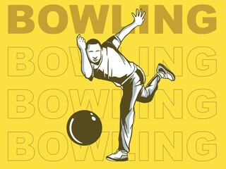 vector set of bowling logos, emblems and design elements