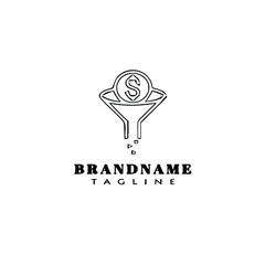 money coin logo cartoon design template icon black vector illustration