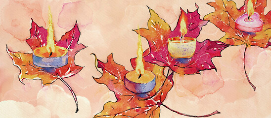 All Saints Day. Watercolor christian background