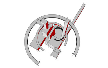 Naklejka premium abstract architecture design digital drawing