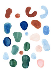 Abstract watercolor sea glass multicolored set