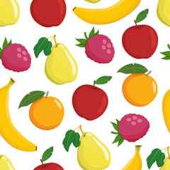 Fruit seamless pattern. Yellow-red pattern. Fruits. Bright pattern with fruits for packaging and design of wallpaper, things.