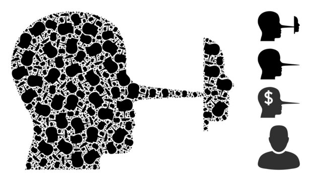 Vector liar mask mosaic is formed of randomized recursive liar mask elements. Recursive combination for liar mask.