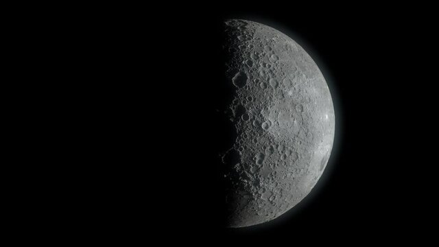 Reverse dark side of the moon. A smooth change in the phases of the moon . Excellent detail. Loop video.