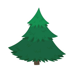 Cute cartoon bright Christmas fir tree for new year design, labels, coloring books, kids apps, greeting cards, pattern