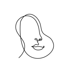 Woman silhouette face as line drawing picture on white