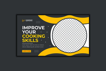 Cooking Youtube Thumbnail Template Design and Web Banner