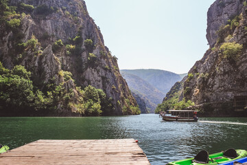 View of the lake in the Matka canyon in the vicinity of Skopje, Republic of North Macedonia