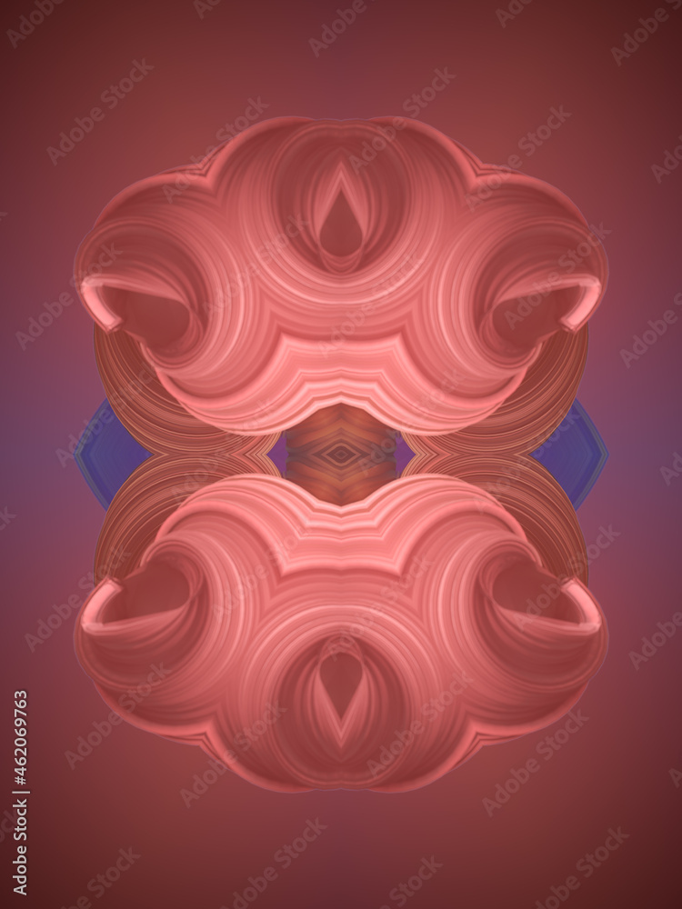 Poster twisted kaleidoscopic 3d rendering shape for concept design. modern digital illustration