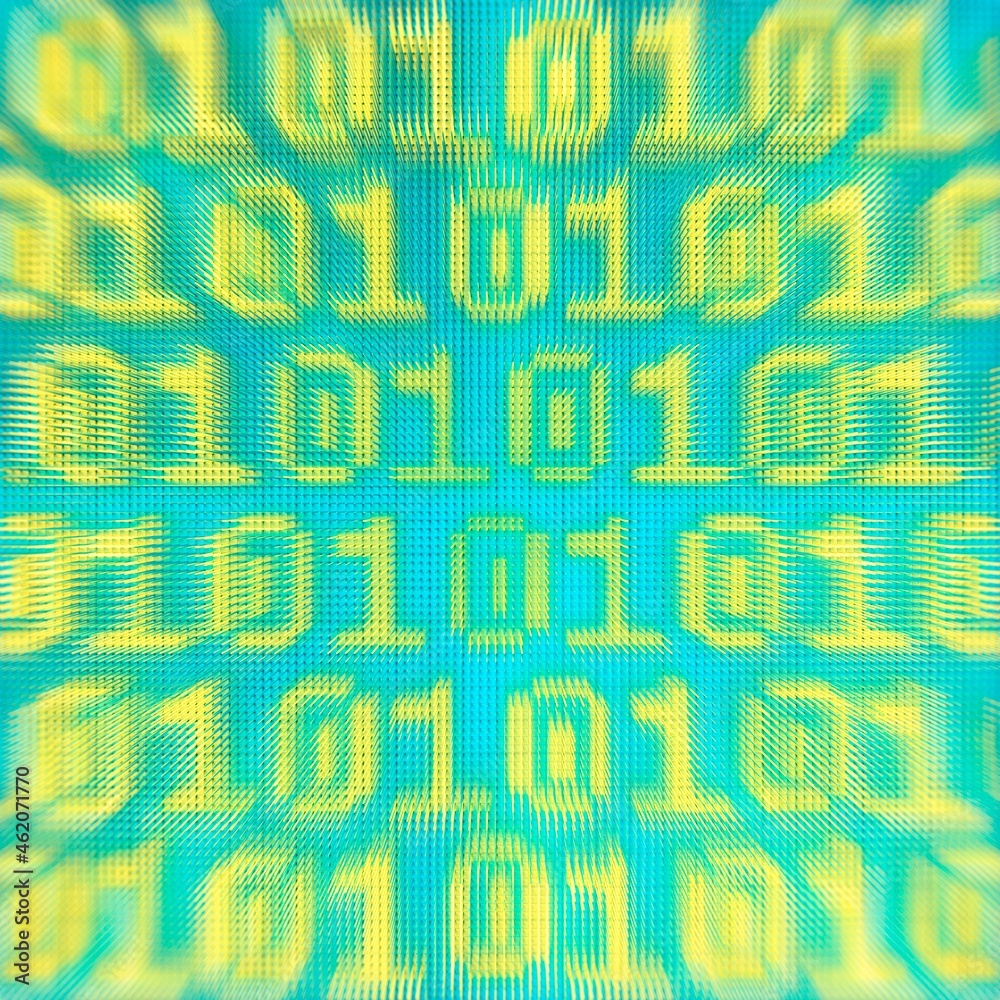 Poster modern 3d rendering pattern of yellow numbers on blue digital led scoreboard. minimal creative illus