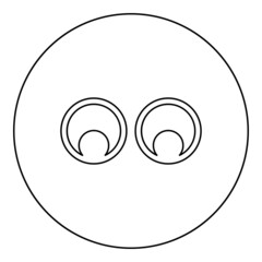 Eyes Look concept Two pairs eye View icon in circle round black color vector illustration solid outline style image