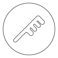 Comb for hair Barber accessory Barbershop combing Hairbrush icon in circle round black color vector illustration solid outline style image