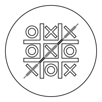 recommend clip art: Tic tac toe icon in circle round black color vector illustration solid outline style image
