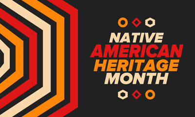 Obraz premium Native American Heritage Month in November. American Indian culture. Celebrate annual in United States. Tradition pattern. Poster, card, banner and background. Vector ornament, illustration