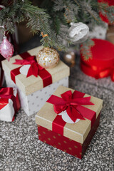 Red christmas decoration with gift box