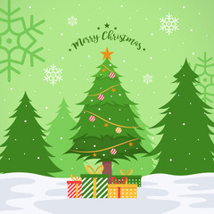 christmas tree background illustration in flat design