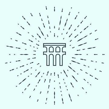 recommend clip art: Black line Aqueduct of Segovia, Spain icon isolated on grey background. Roman Aqueduct building. National symbol of Spain. Abstract circle random dots. Vector
