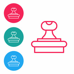 Red line Stamp icon isolated on white background. Set icons in circle buttons. Vector