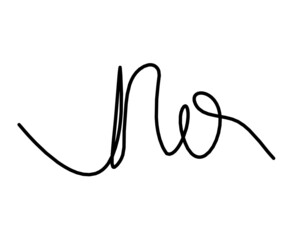Calligraphic inscription of word "no" as continuous line drawing on white background. Vector