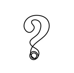 Abstract question mark continuous lines drawing on white background