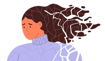 Young woman in a bad mood, psychological problems feels shattered.