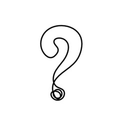 Abstract question mark continuous lines drawing on white background. Vector