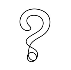 Abstract question mark continuous lines drawing on white background. Vector