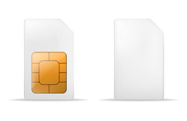 Sim card object realistic vector icon.Vector illustration isolated on white background.