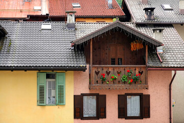  Architectural detail in Primiero di San Martino di Castrozza, Trentino province in Italy, Europe