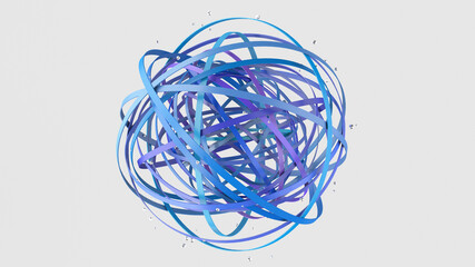 Group of blue circle shapes, abstract sphere. White background. 3d render.