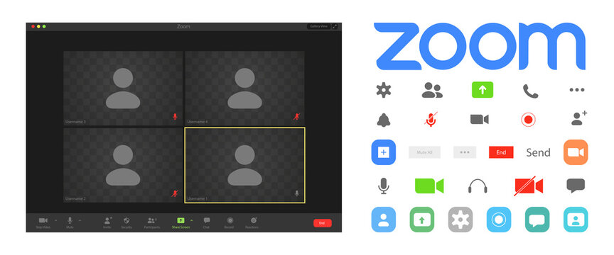Zoom Video Communications. Zoom Logo. Application For Video Communication With Cloud Platform For Video, Audio Conference, Webinars. Interface Template, Mockup. Kyiv, Ukraine - October 9, 2021