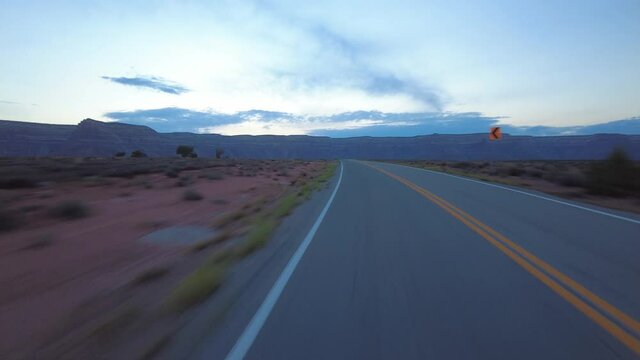 Driving Plate Utah Desert Highway 261 Southbound Evening Multicam Set 03 Rear View Southwest USA