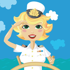 Captain-girl saluting