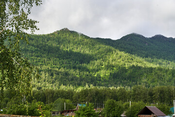 Vacation landscape. Russian Altai mountains. Multa region. Holiday at home. Staycation concept. Long distanse road. Reduce carbon footprint. Sustainable lifestyle. Holiday trail. Local travel