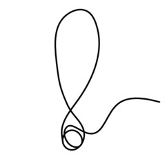 Abstract exclamation mark continuous lines drawing on white background