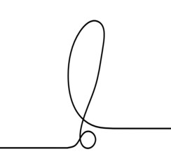 Abstract exclamation mark continuous lines drawing on white background