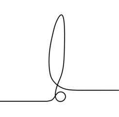 Abstract exclamation mark continuous lines drawing on white background