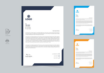 Creative Minimal Business Style Letterhead For Your Corporate Business. Abstract & Modern Letterhead Design Template With 3 Color