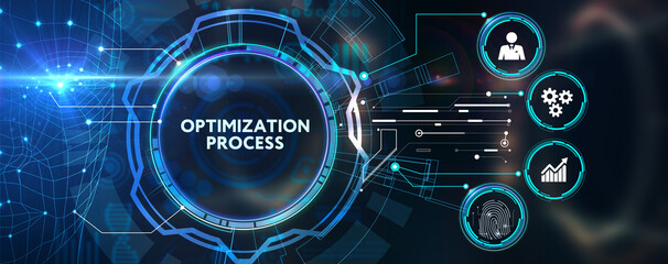 Optimization Software Technology Process System Business concept. Business, Technology, Internet and network concept.