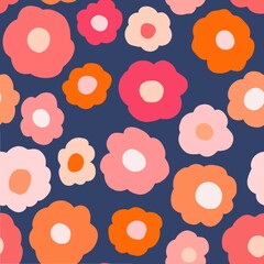 Floral seamless pink blue and orange pattern. Pattern for fabric or stationnary