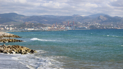 Bay and port of Malaga from the mouth of the Guadalhorce
