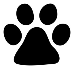 Paw print vector illustration. A flat illustration design used for paw print icon, on a white background.