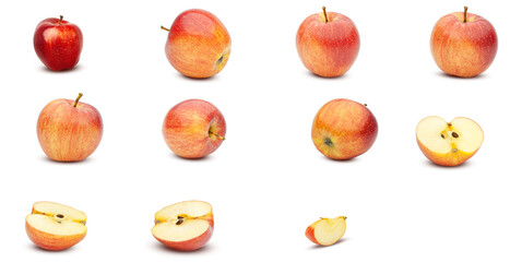 A set of red-yellow apples isolated on a white background