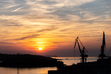 Fototapeta premium sunset in the harbor